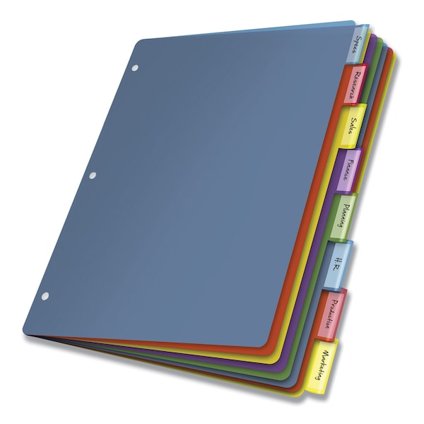 Printable Index Dividers, 8 Tab, Assorted Colors, Pk4